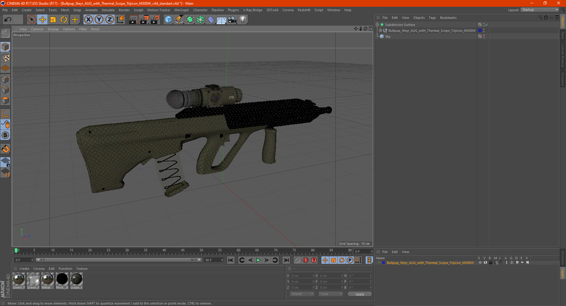 3D Bullpup Steyr AUG with Thermal Scope Trijicon M300W