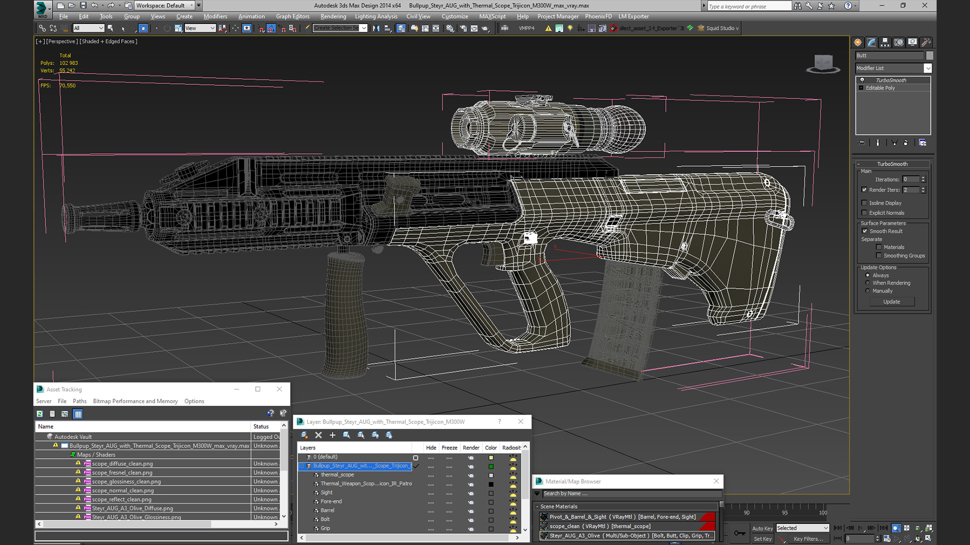 3D Bullpup Steyr AUG with Thermal Scope Trijicon M300W