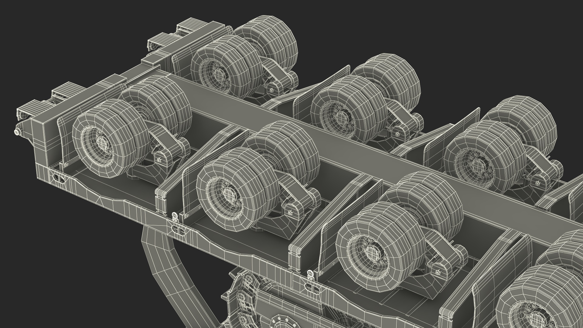 Powerful Duty Truck with Lowboy Trailer and Bulldozers 3D model