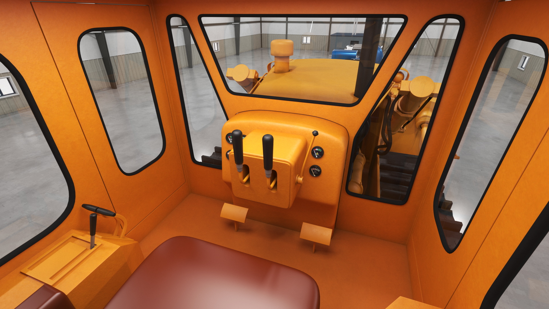 Powerful Duty Truck with Lowboy Trailer and Bulldozers 3D model