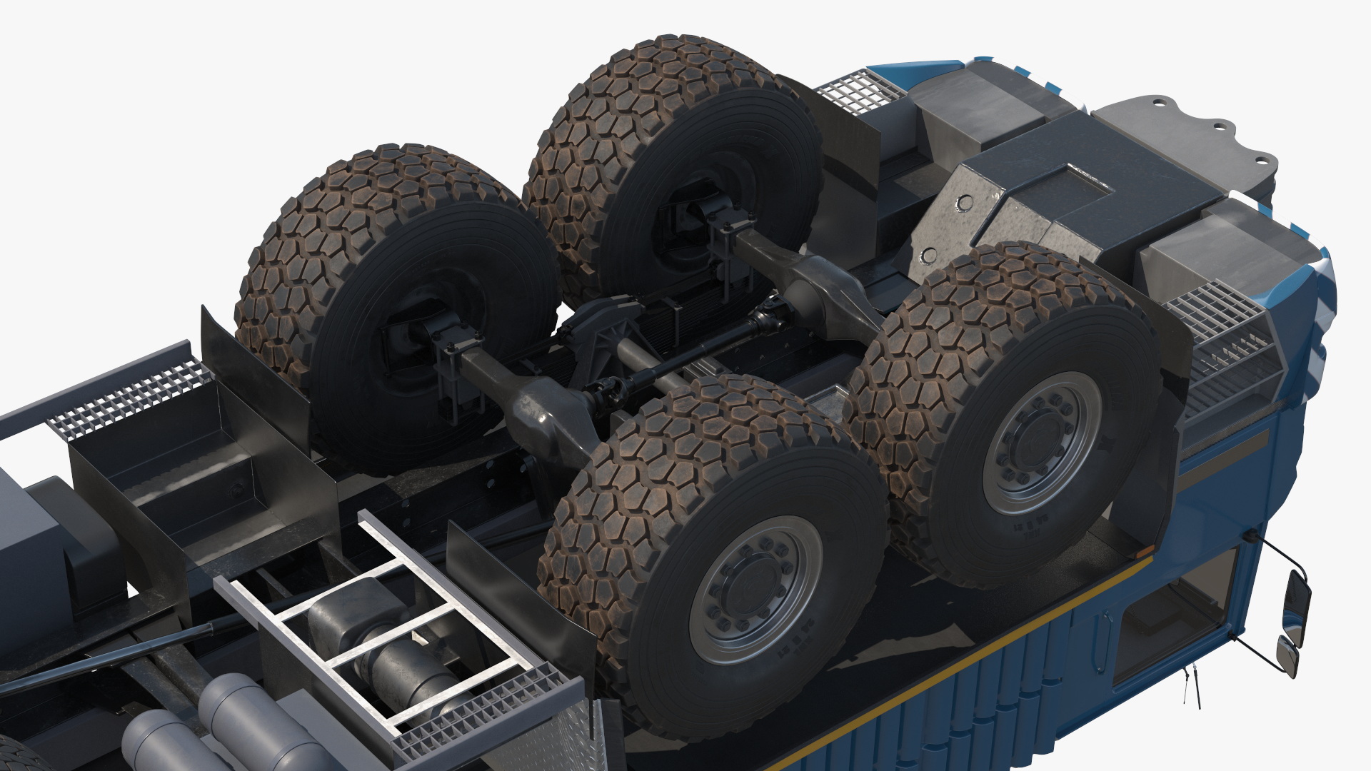 Powerful Duty Truck with Lowboy Trailer and Bulldozers 3D model