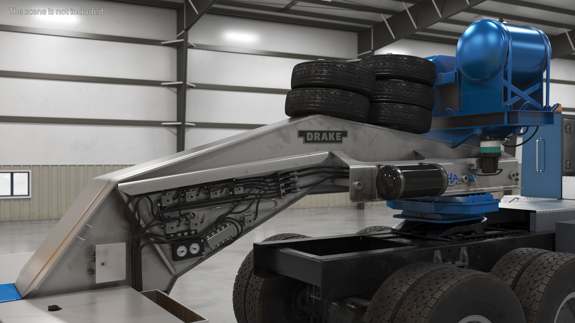 Powerful Duty Truck with Lowboy Trailer and Bulldozers 3D model