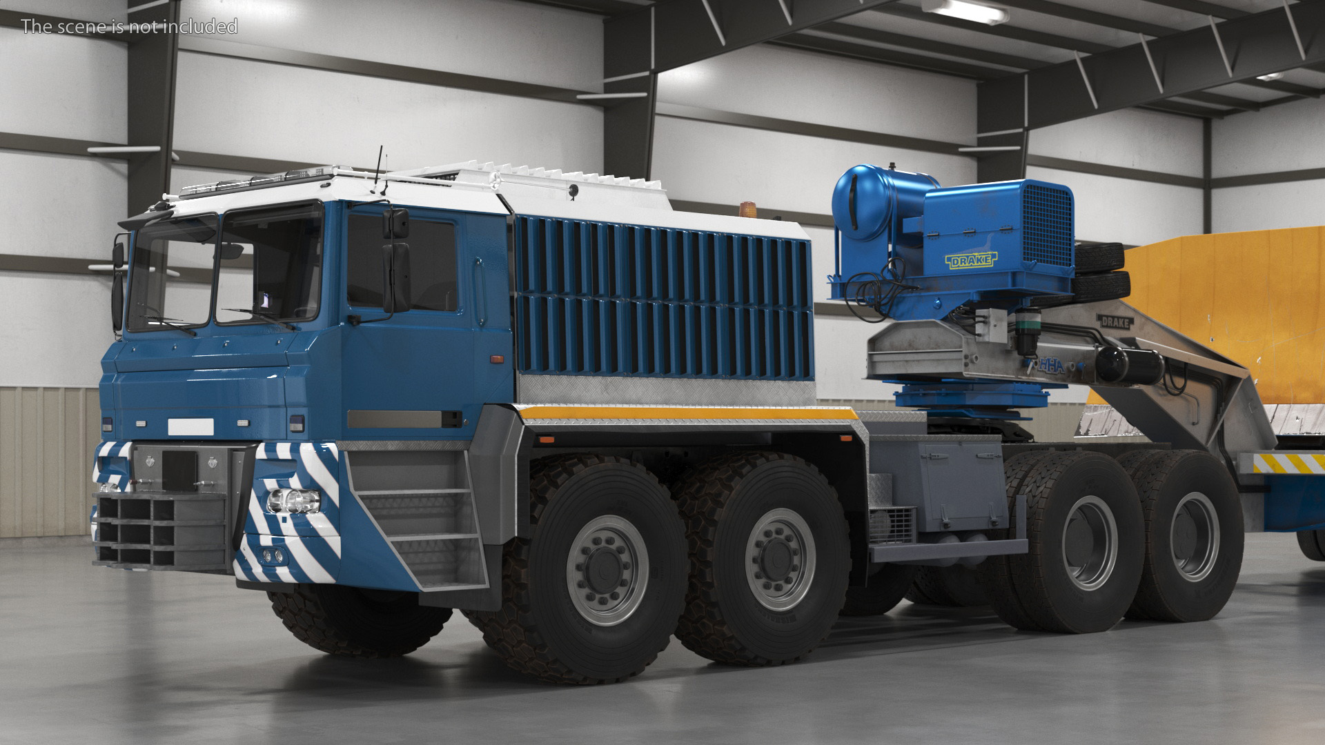 Powerful Duty Truck with Lowboy Trailer and Bulldozers 3D model