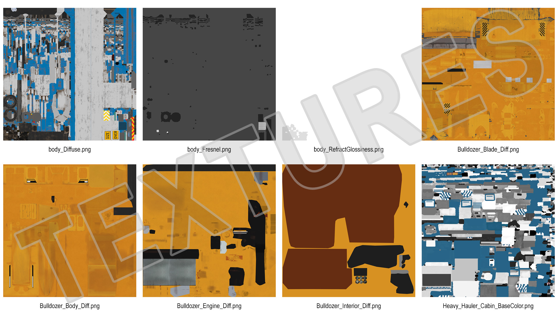 Powerful Duty Truck with Lowboy Trailer and Bulldozers 3D model