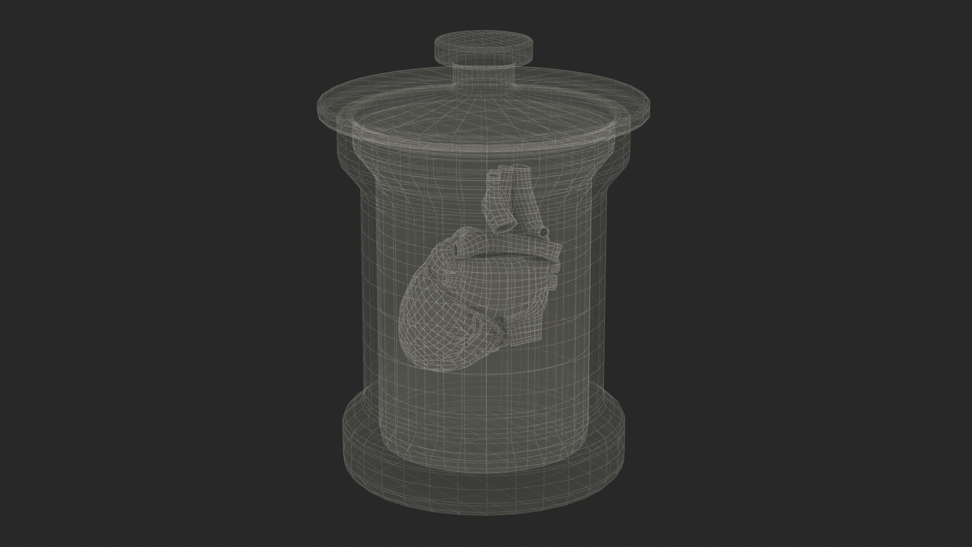 Human Heart in Glass Jar 3D model