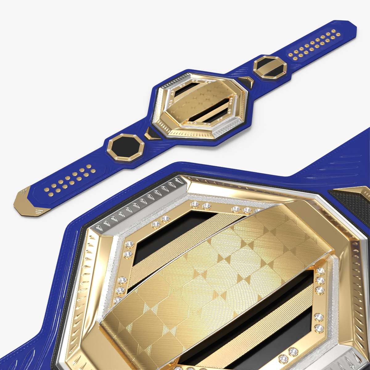 Gold Championship Belt Lies on Floor 3D model preview