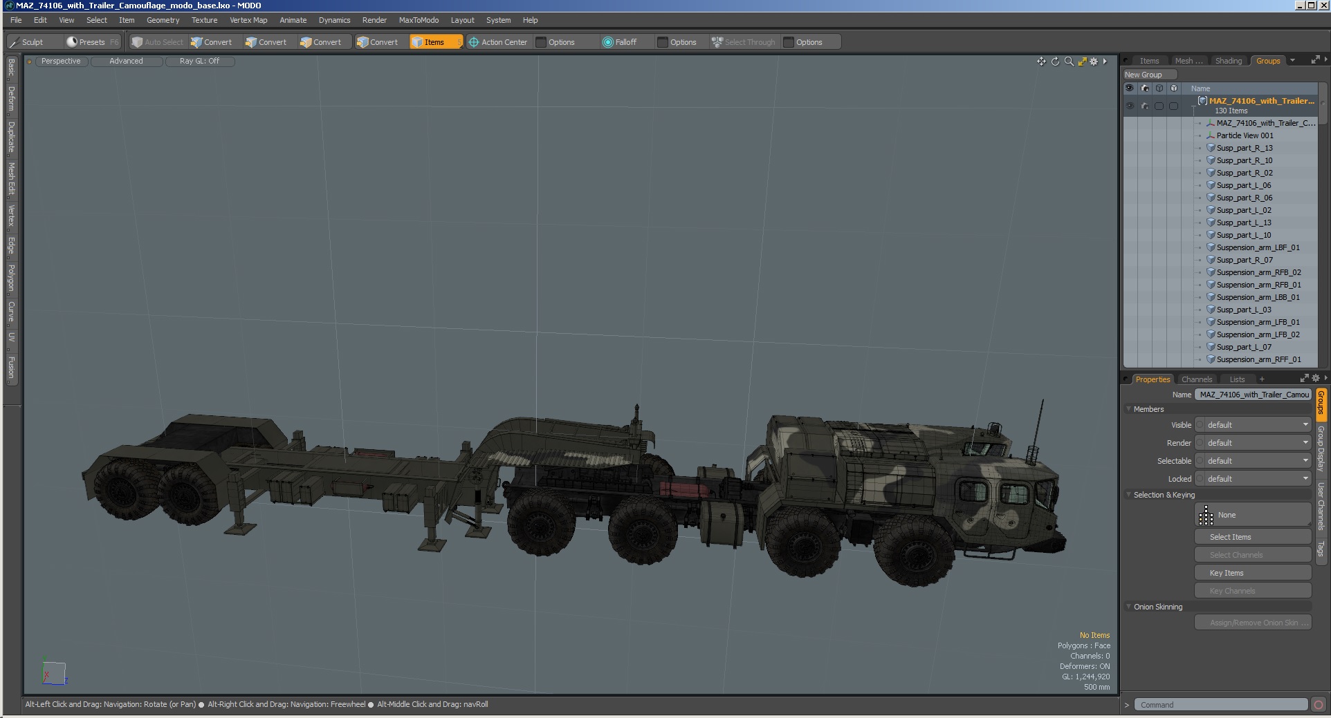 3D MAZ 74106 with Trailer Camouflage model