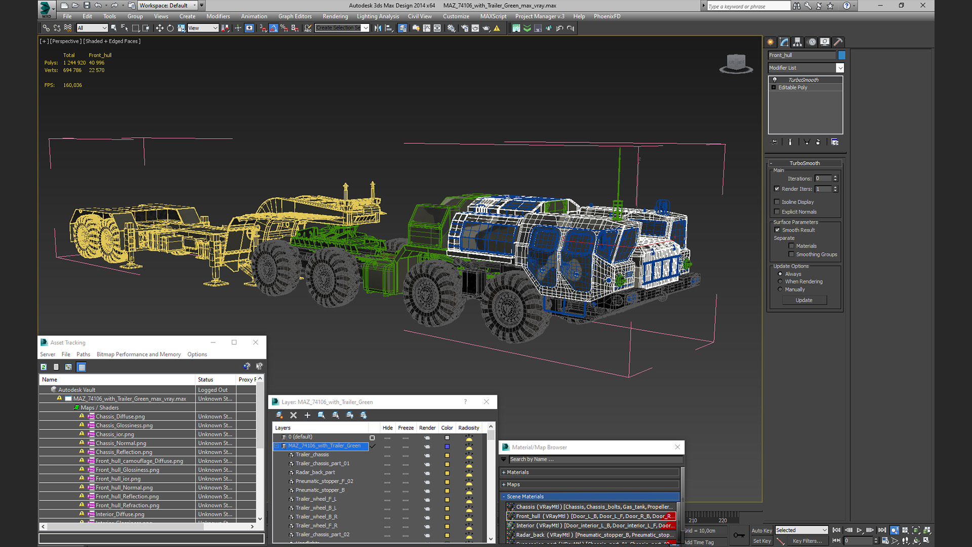 3D MAZ 74106 with Trailer Camouflage model