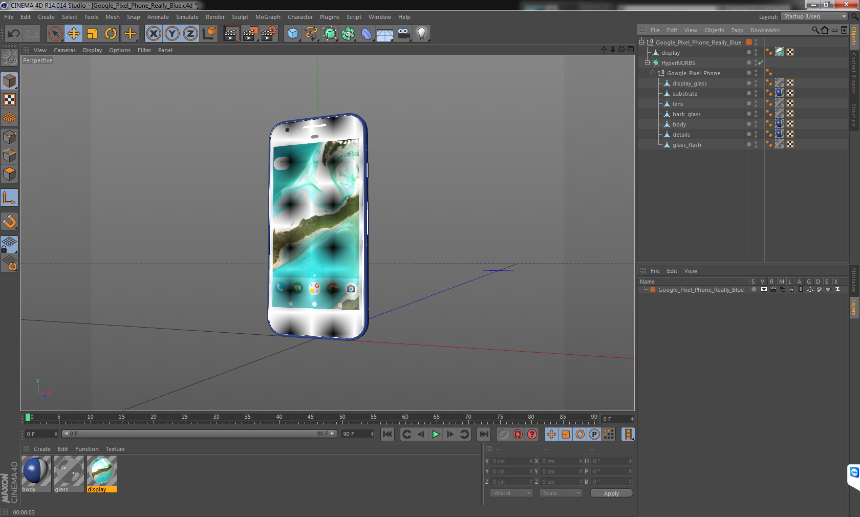 3D model Google Pixel Phone Really Blue