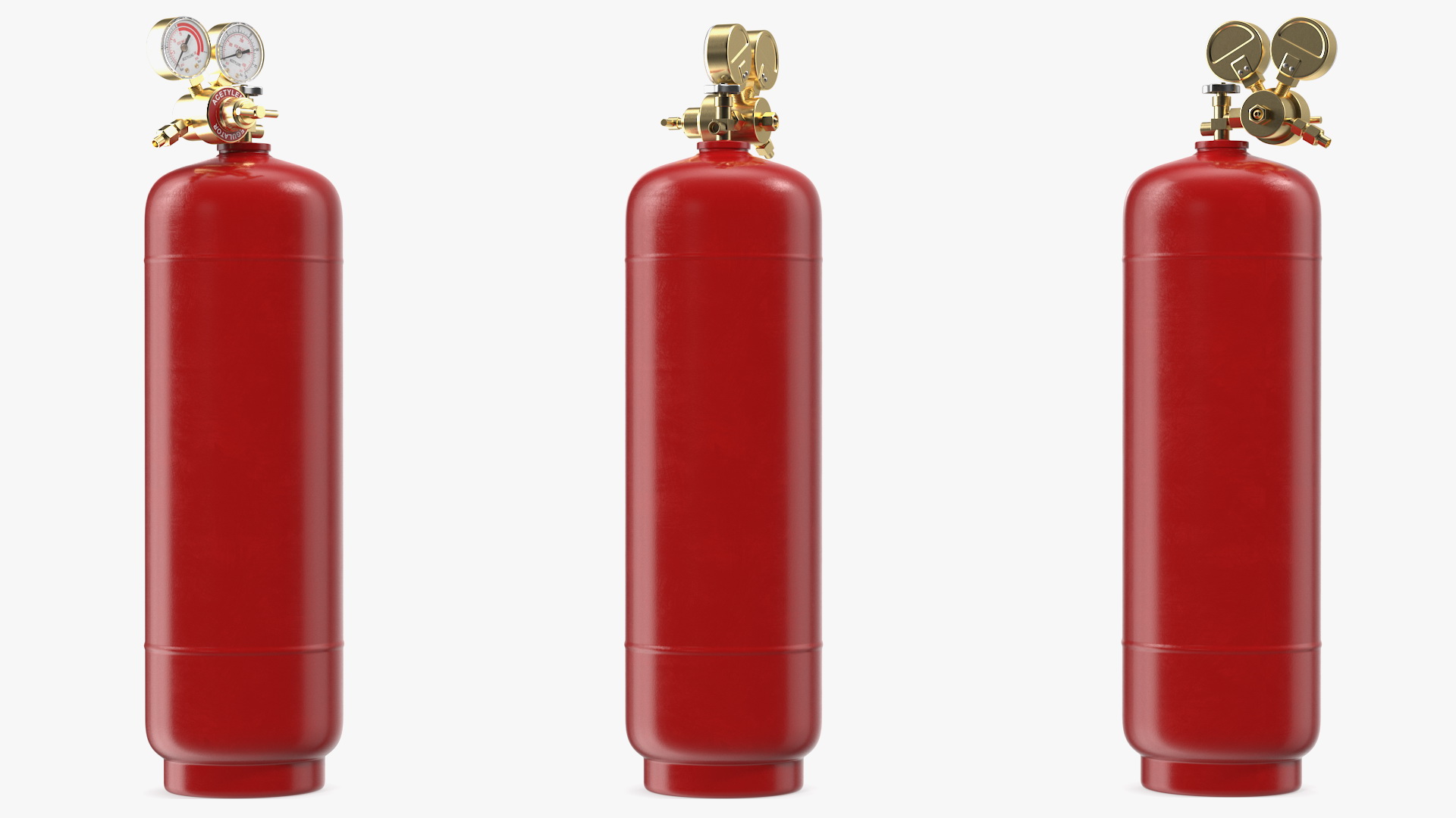 Acetylene Gas Cylinder with Regulator 3D