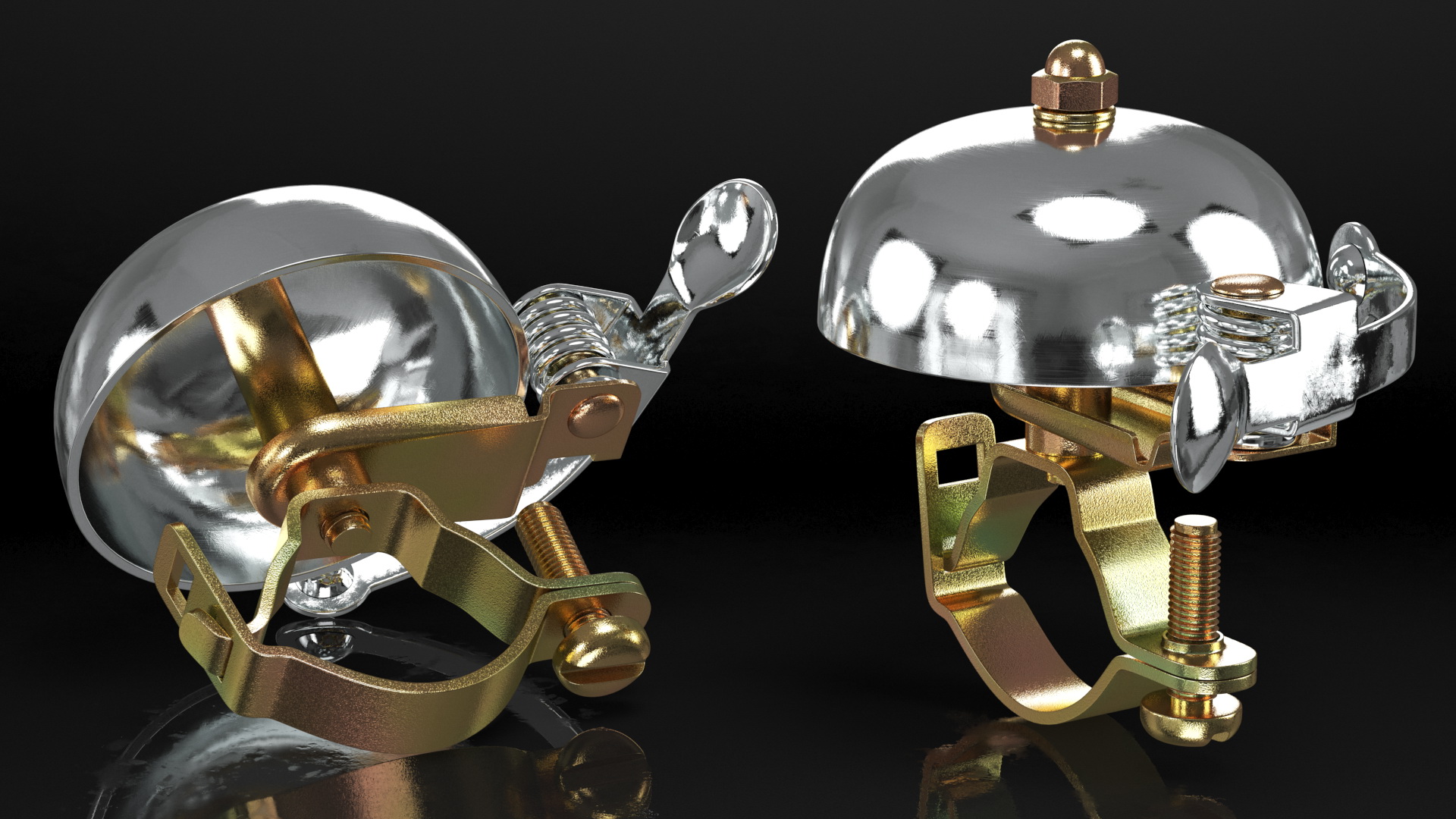 Retro Bicycle Bell Stainless Steel 3D model