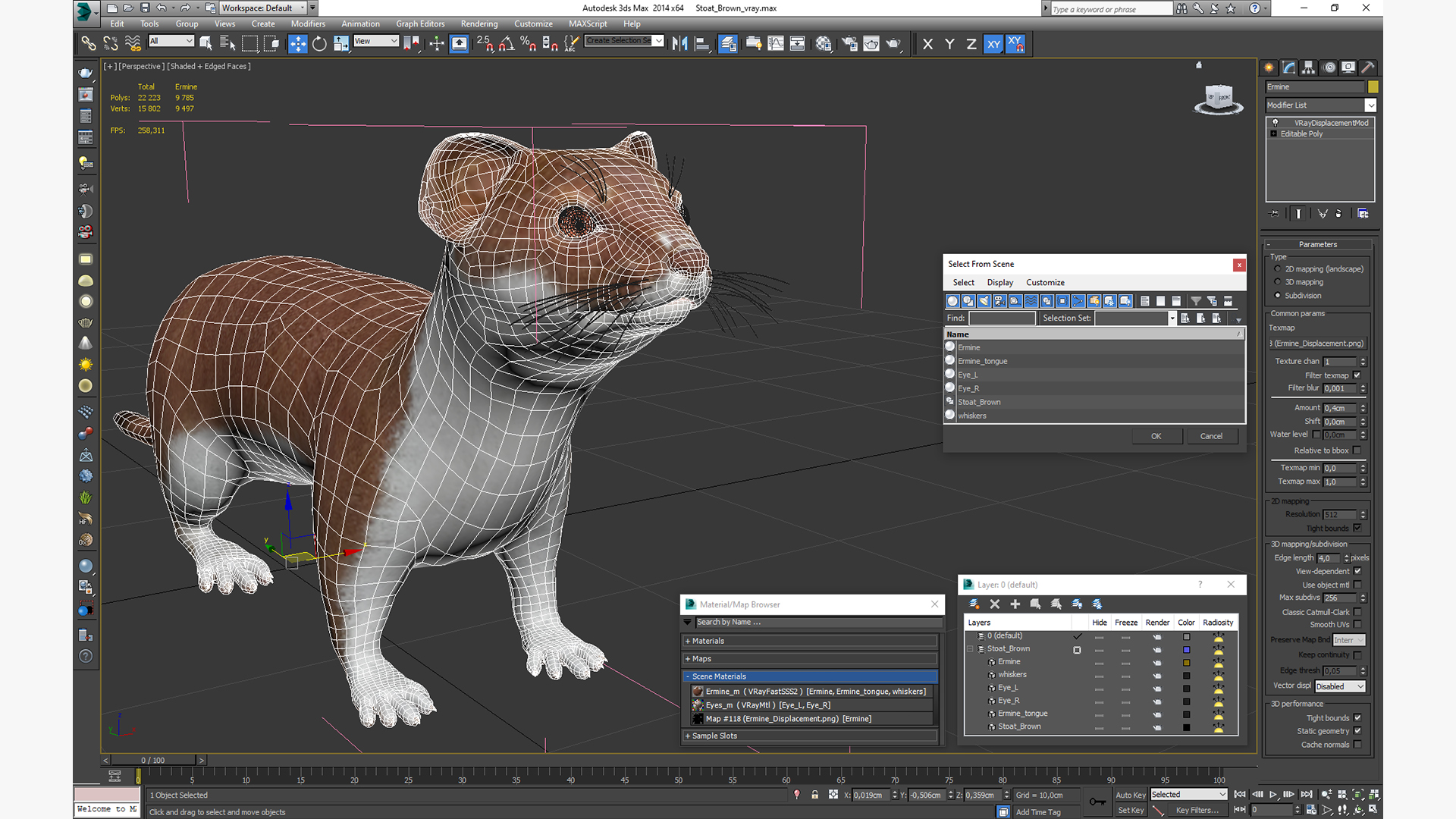 3D Stoat Brown
