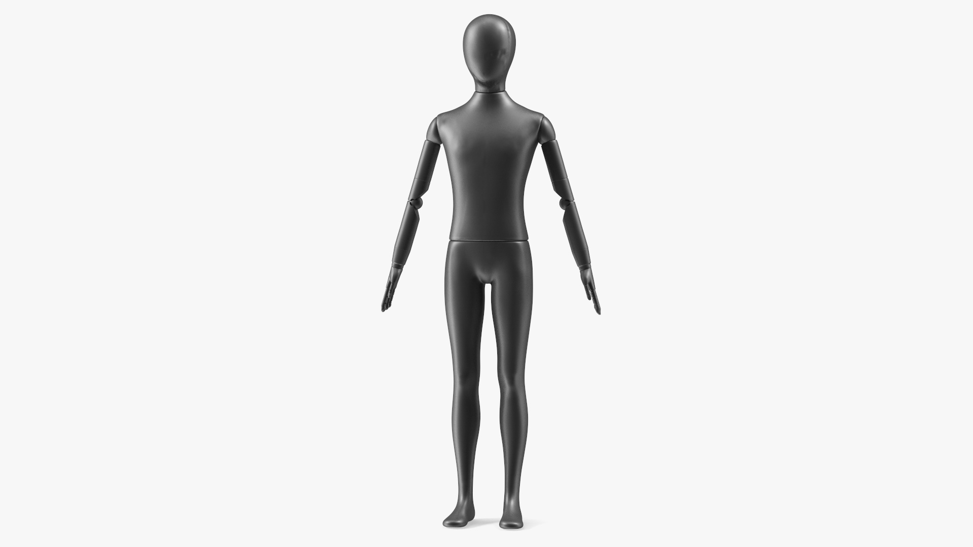 Flexible Child Mannequin Black Rigged 3D