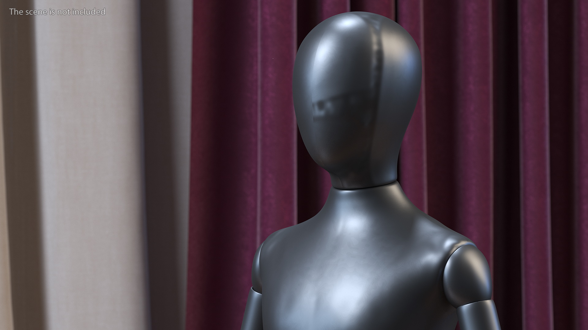 Flexible Child Mannequin Black Rigged 3D
