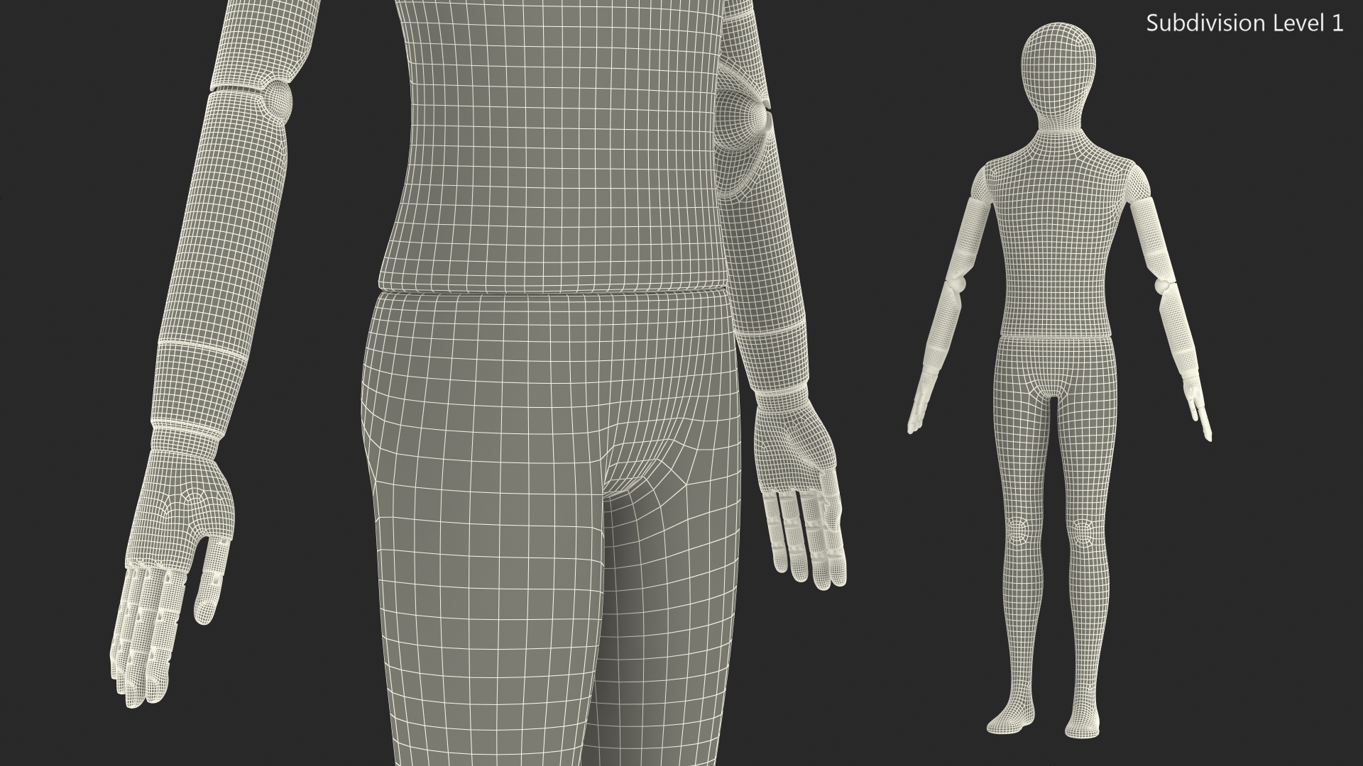 Flexible Child Mannequin Black Rigged 3D