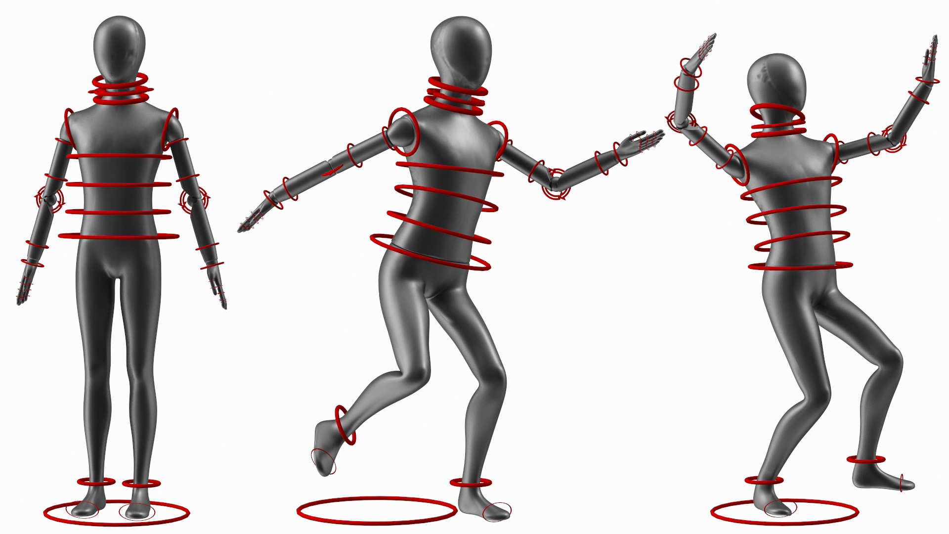 Flexible Child Mannequin Black Rigged 3D