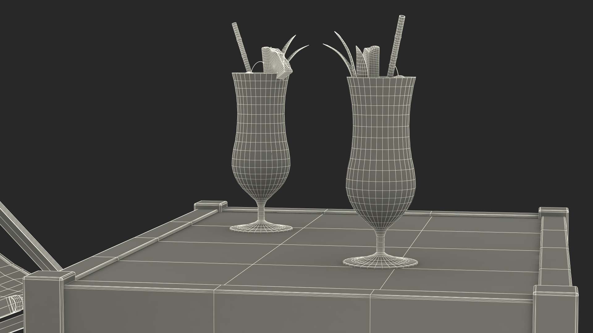 3D Beach Patio Chairs and Table model