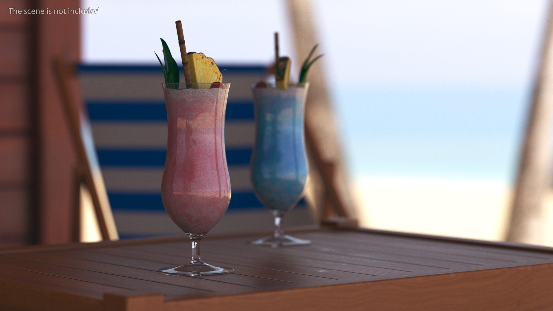3D Beach Patio Chairs and Table model