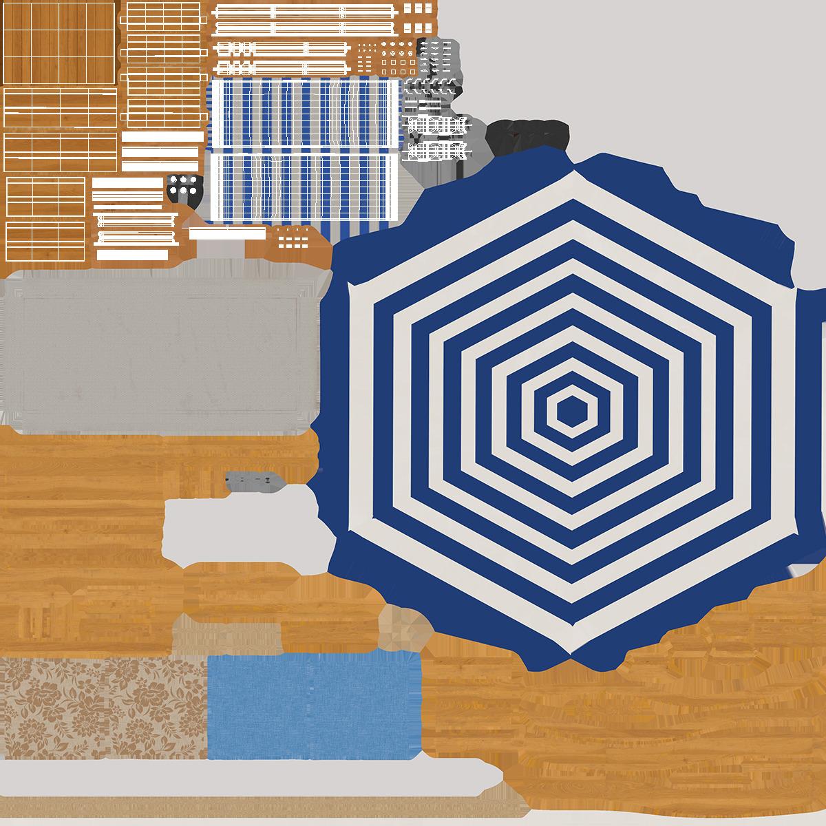 3D Beach Patio Chairs and Table model