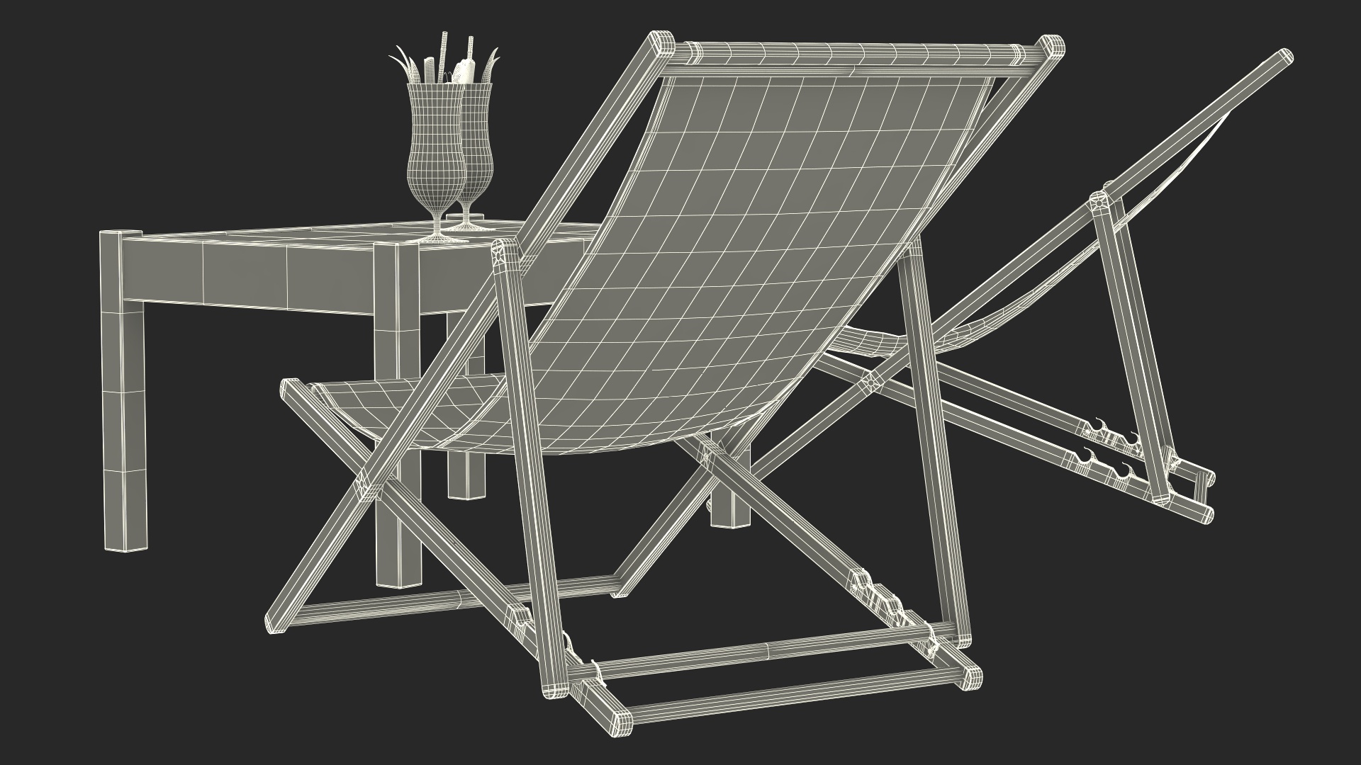 3D Beach Patio Chairs and Table model