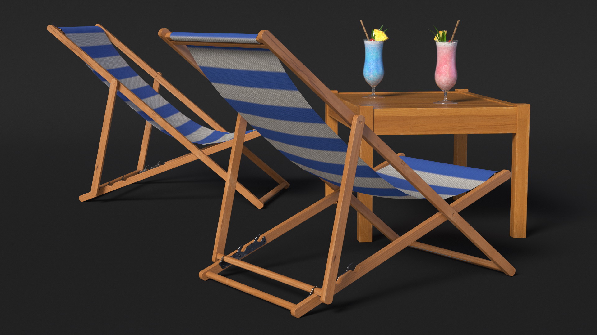 3D Beach Patio Chairs and Table model