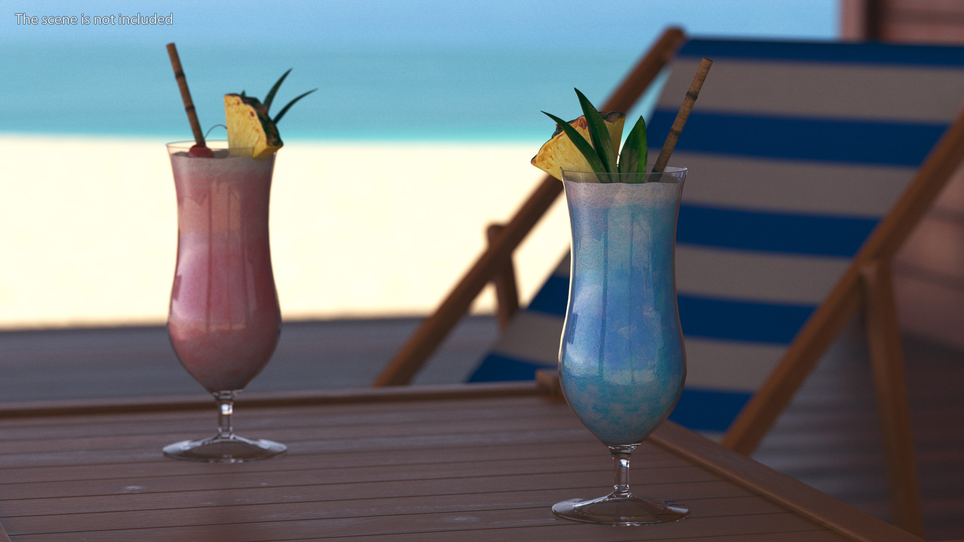 3D Beach Patio Chairs and Table model