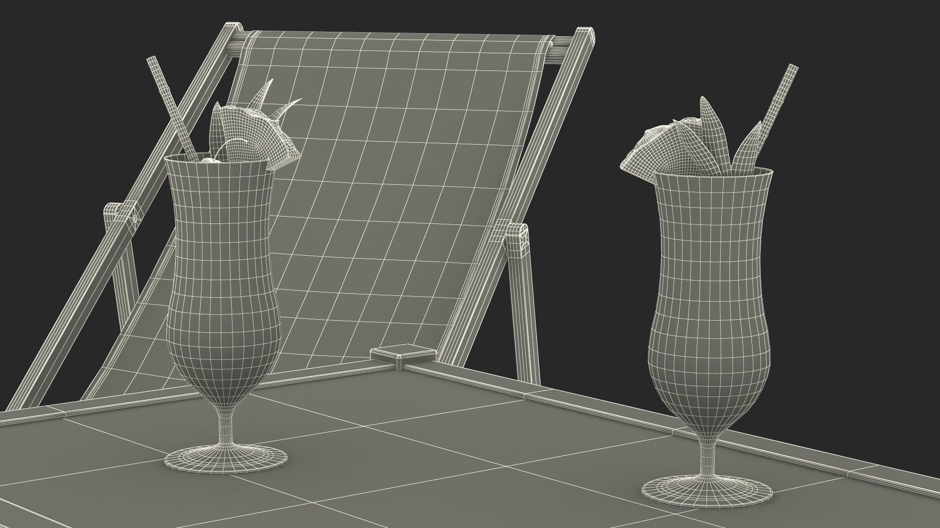 3D Beach Patio Chairs and Table model