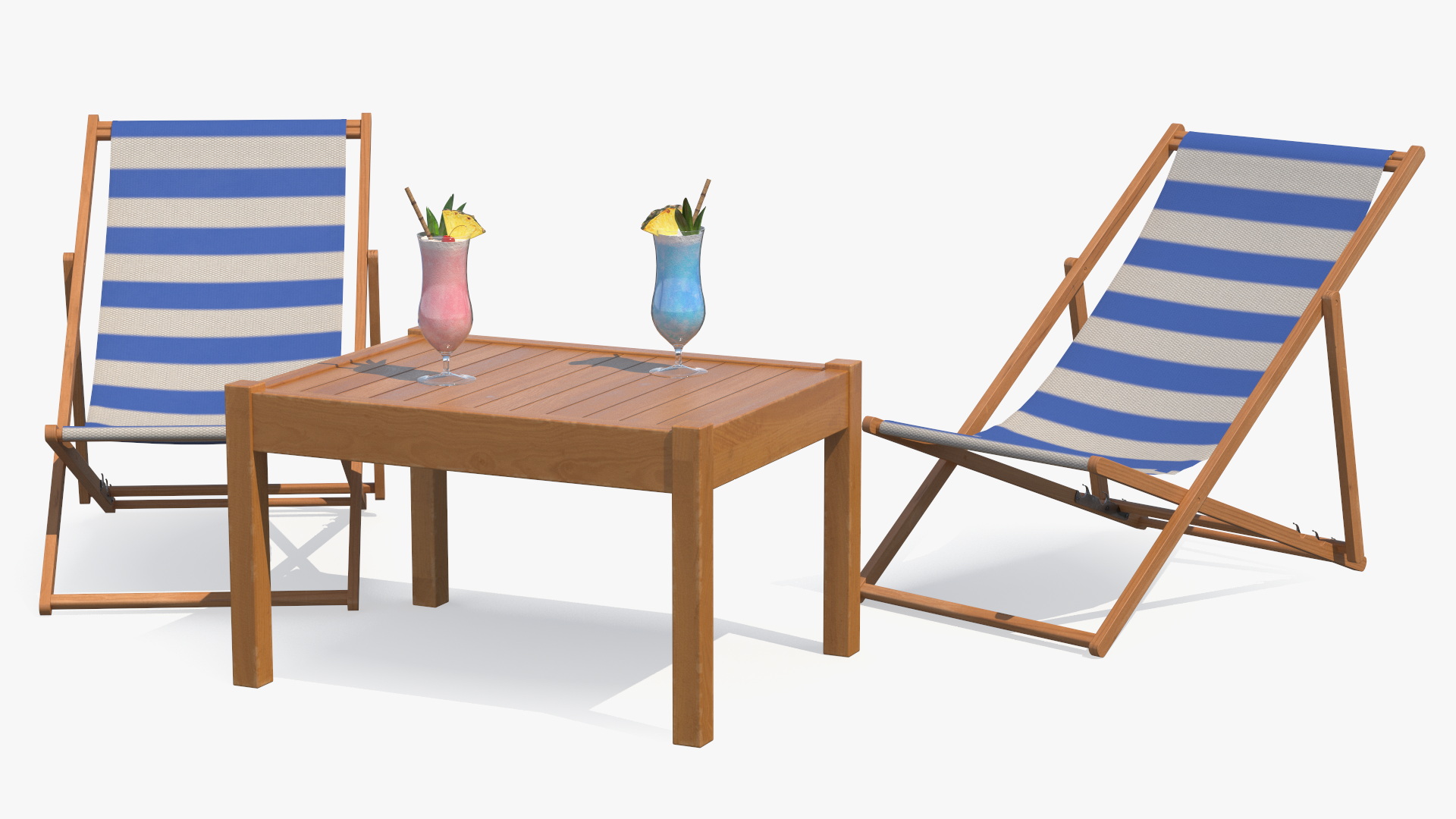3D Beach Patio Chairs and Table model