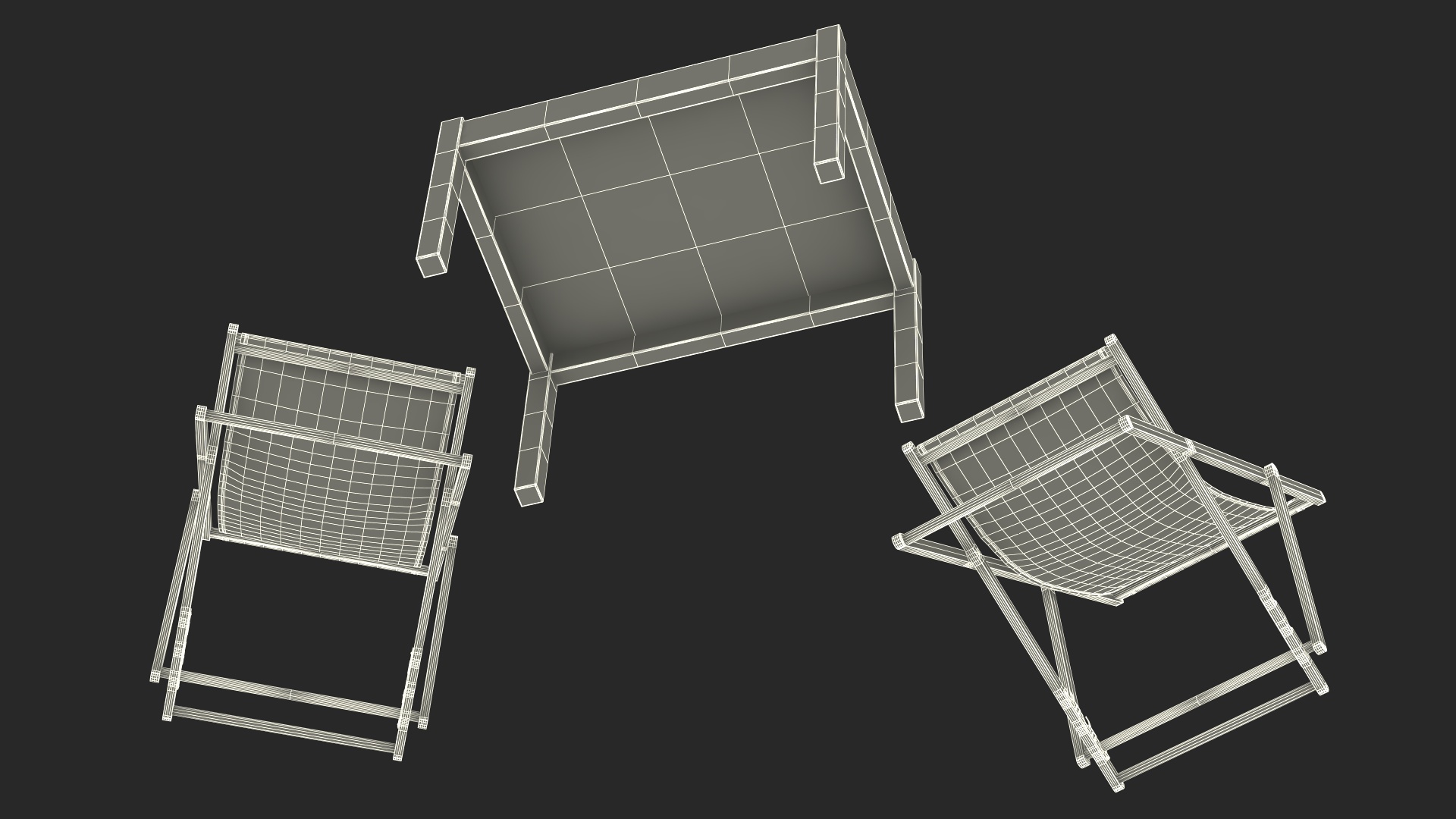 3D Beach Patio Chairs and Table model