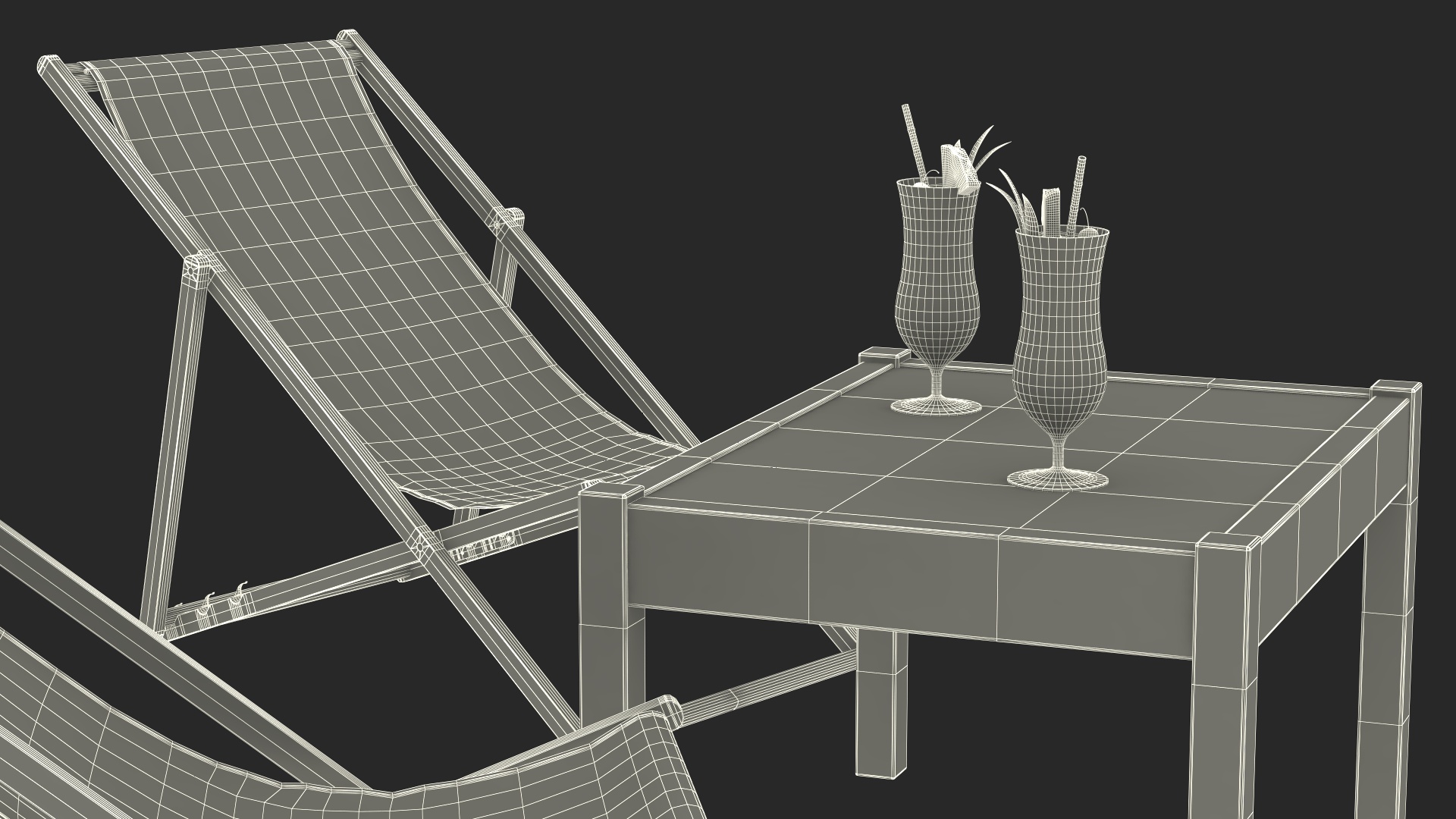 3D Beach Patio Chairs and Table model