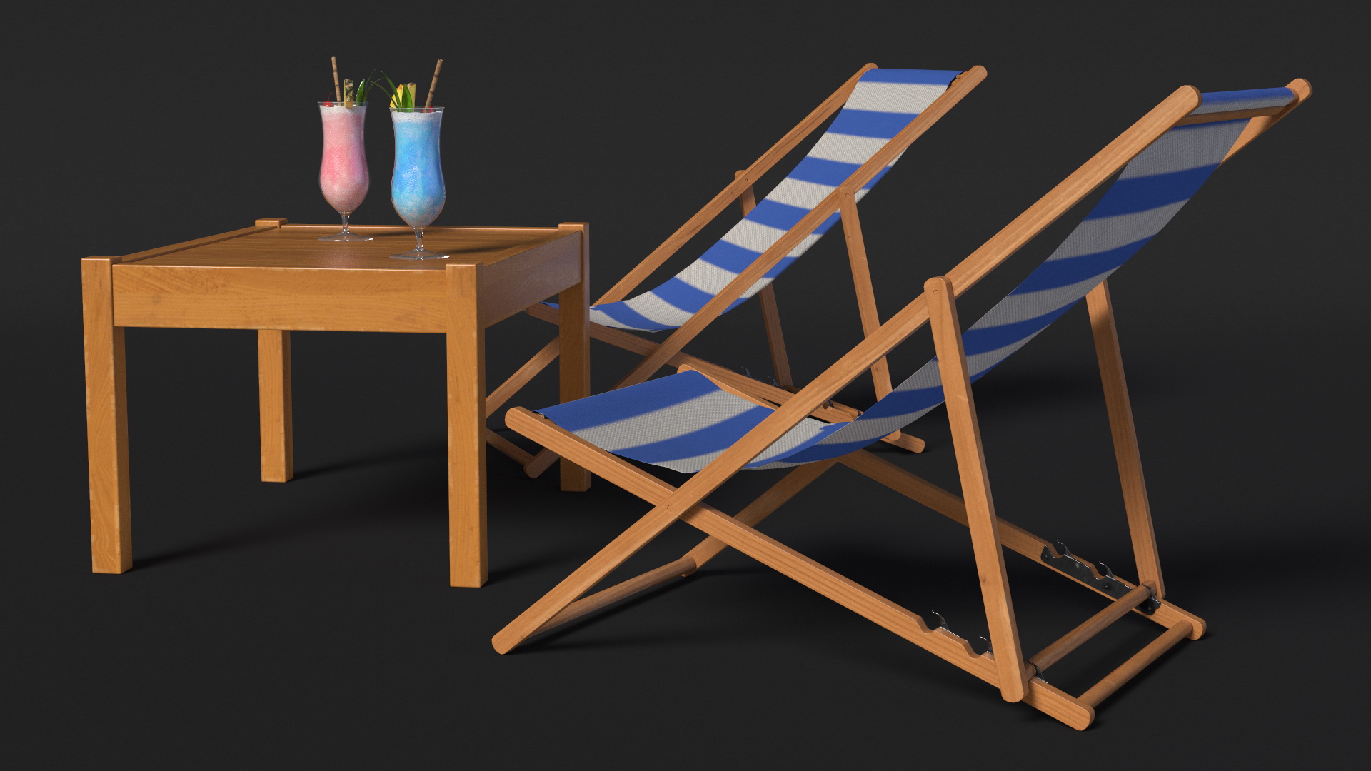 3D Beach Patio Chairs and Table model