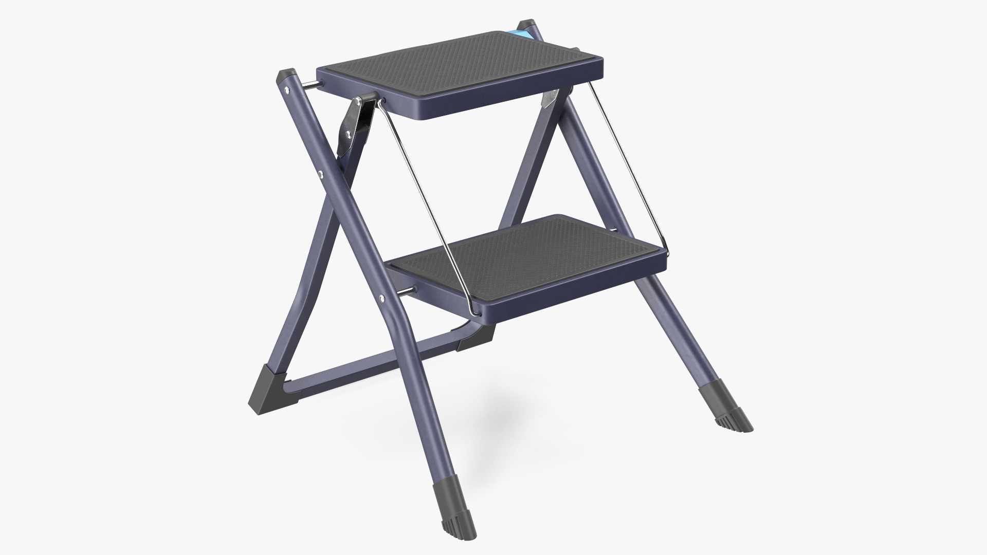3D Blue Metallic Step Stool Rigged