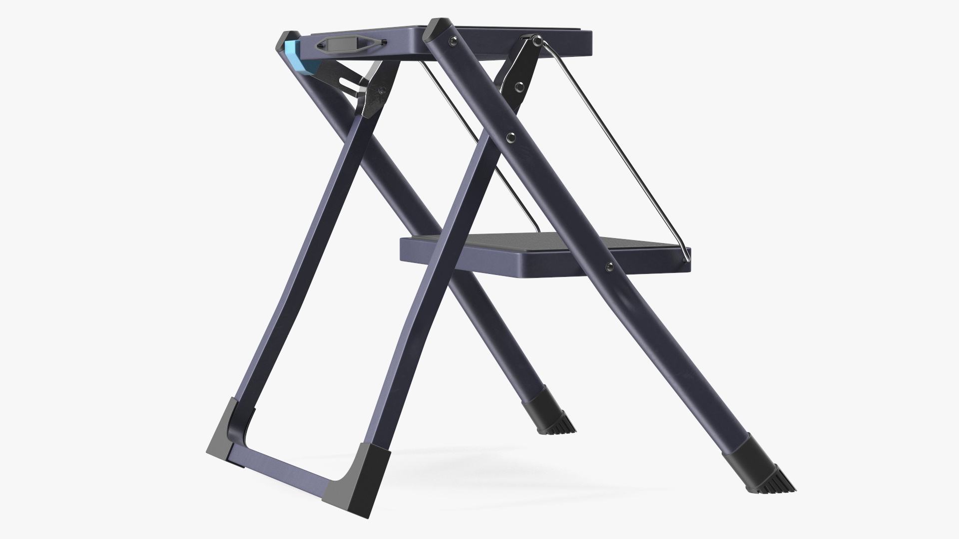 3D Blue Metallic Step Stool Rigged