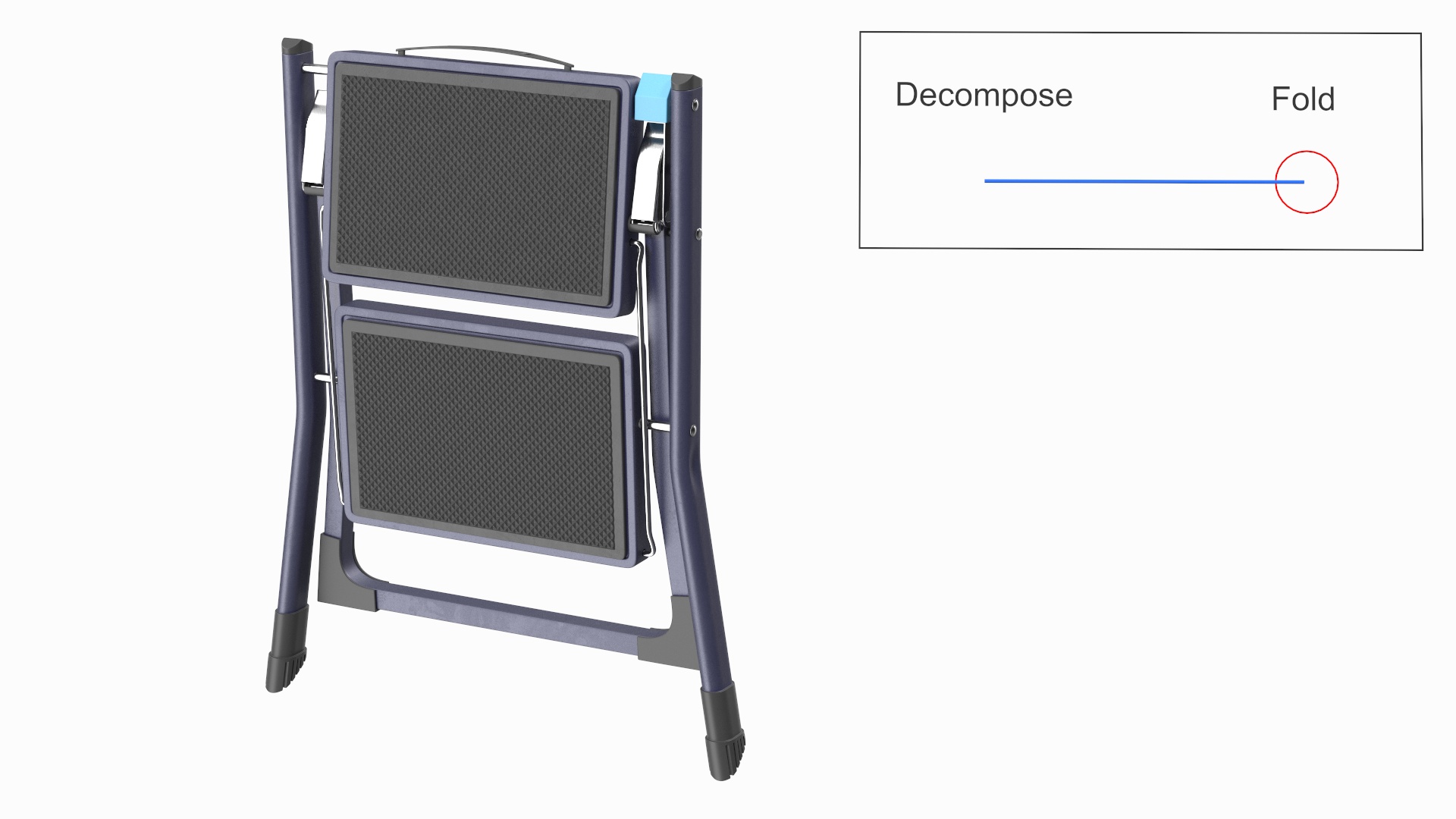 3D Blue Metallic Step Stool Rigged