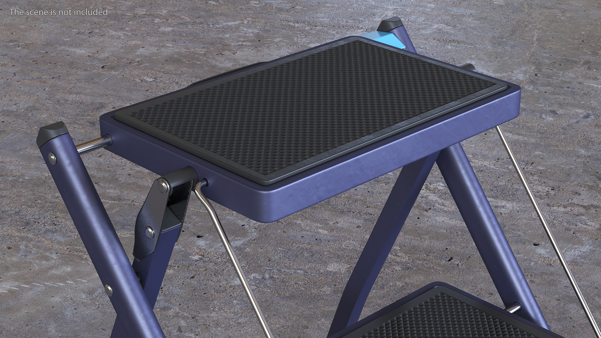 3D Blue Metallic Step Stool Rigged