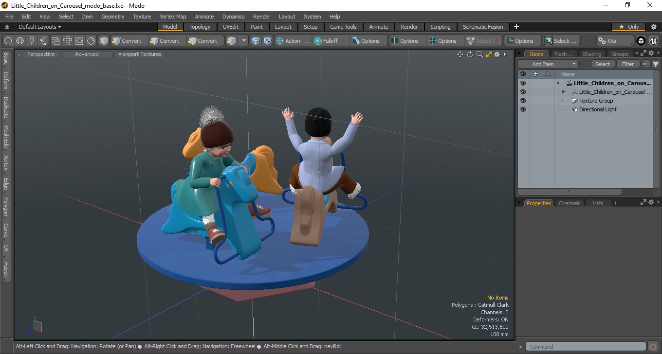 Little Children on Carousel 3D