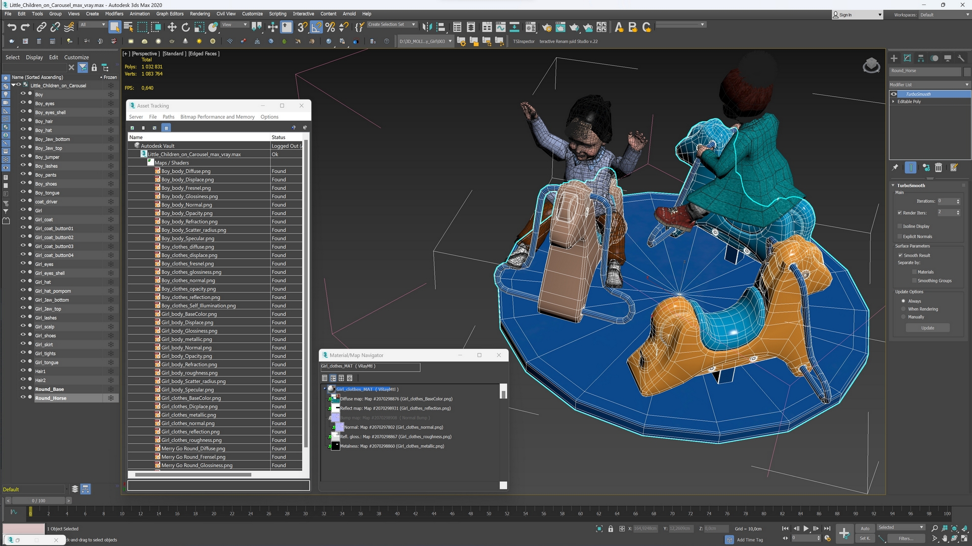 Little Children on Carousel 3D