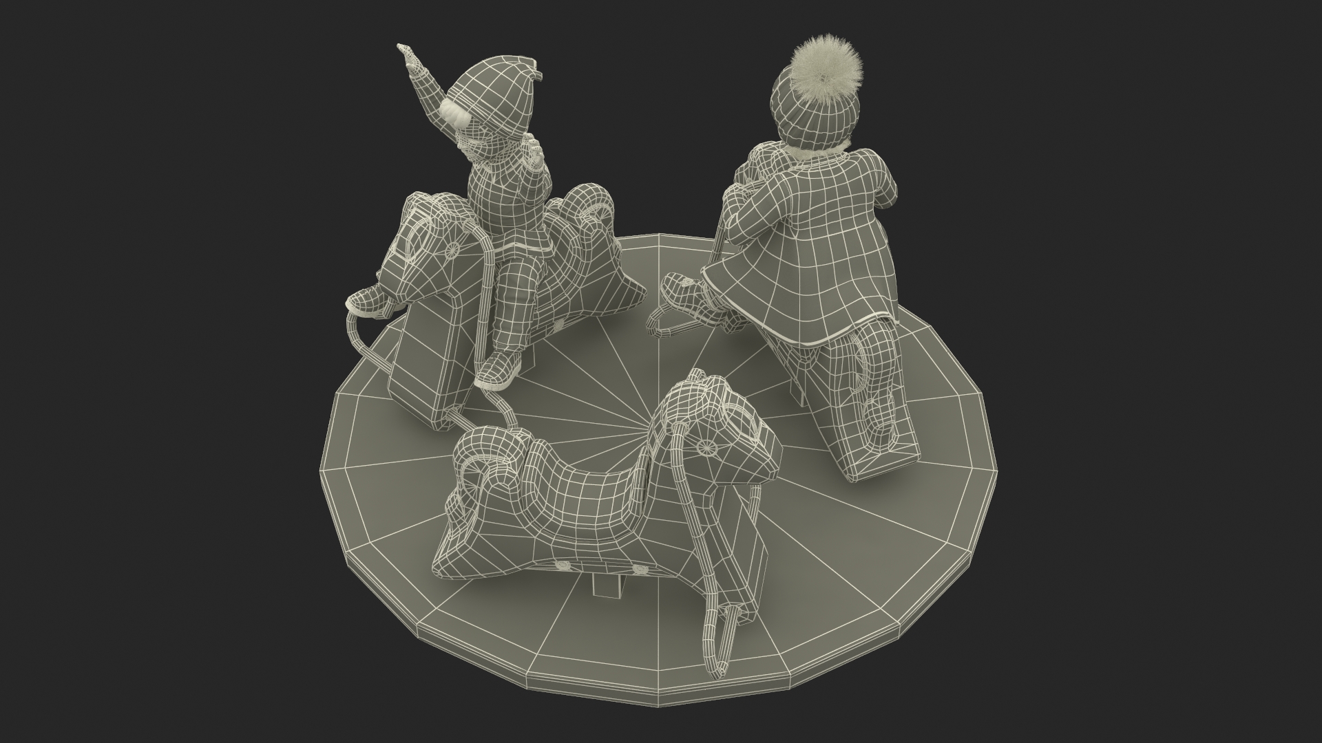 Little Children on Carousel 3D