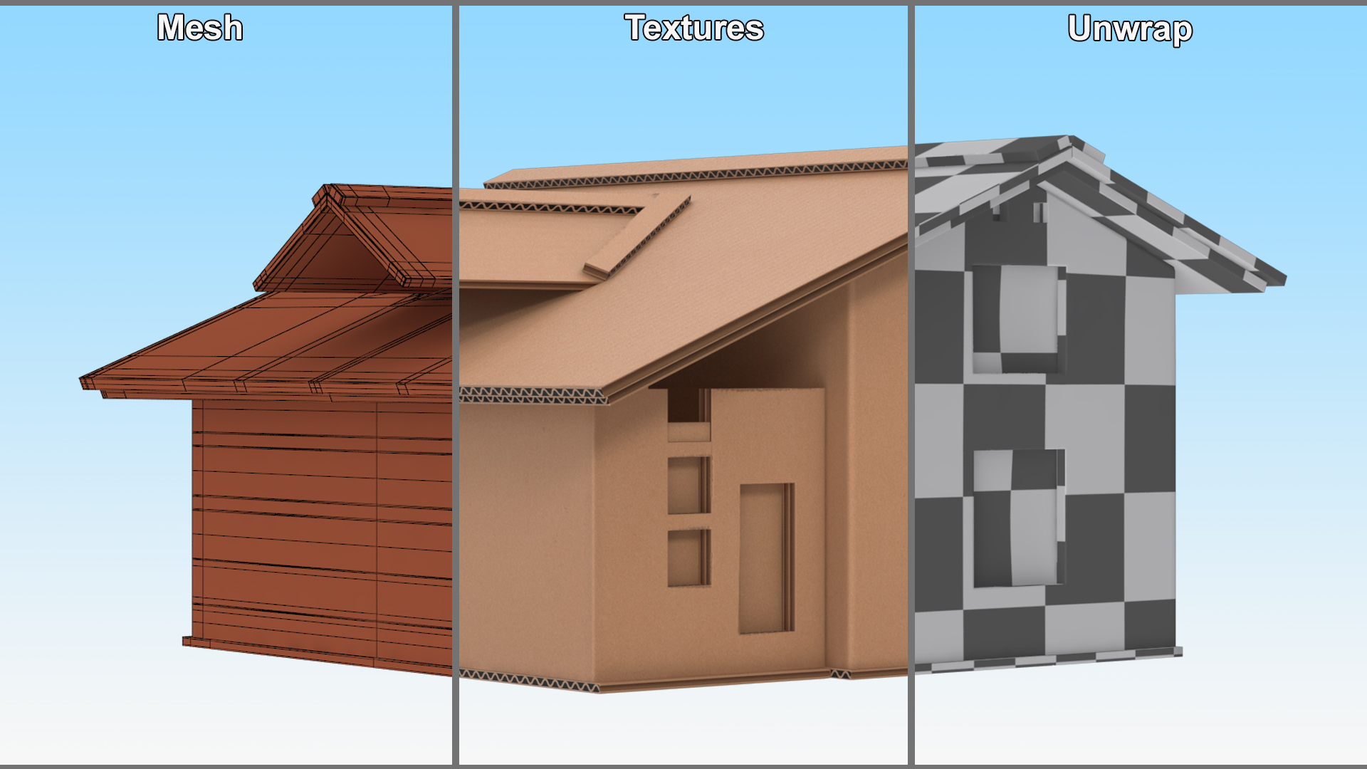 3D Cardboard House Replica model