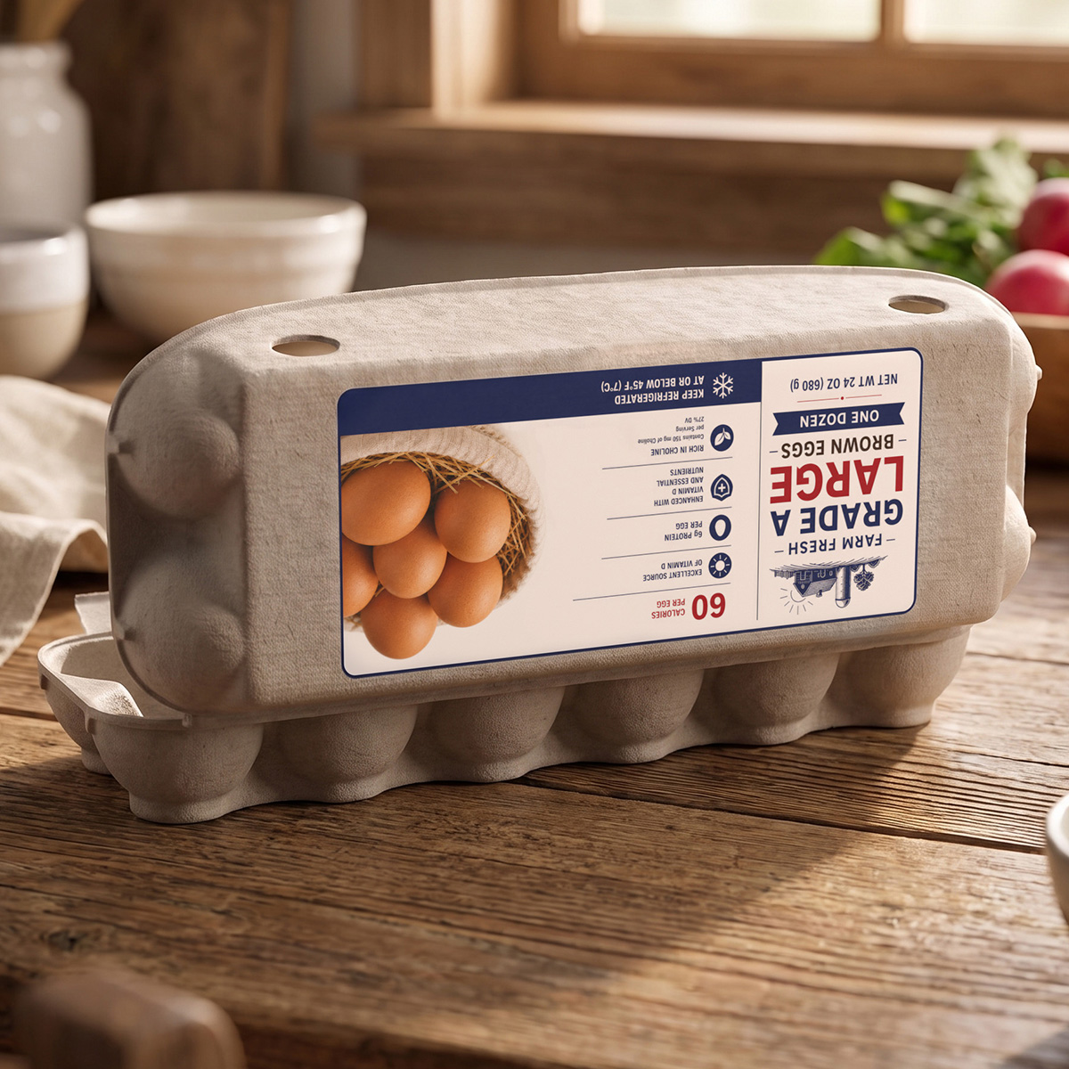 Empty Carton for Dozen Eggs Gray