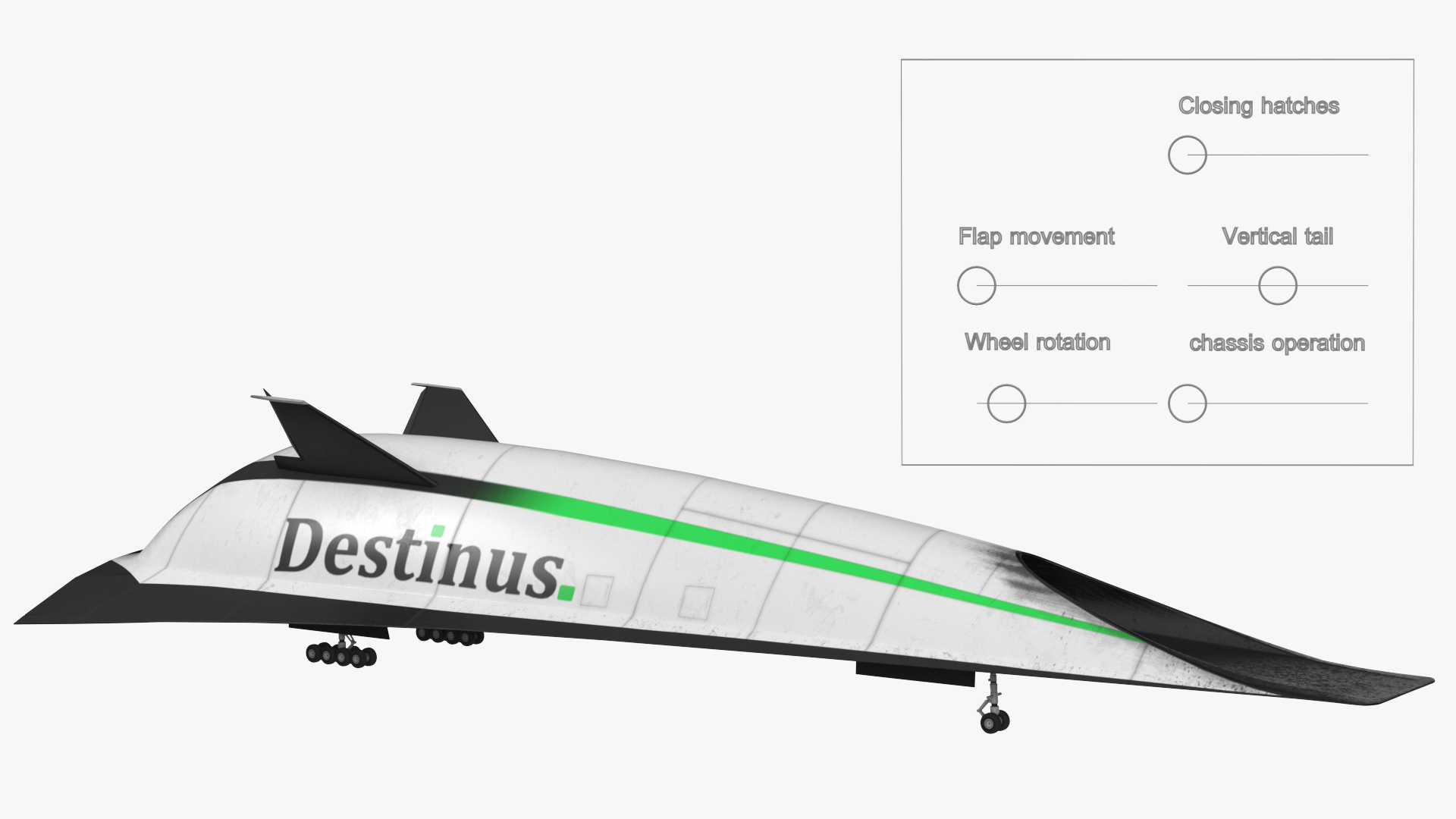 Hypersonic Plane Destinus S Used Rigged 3D model