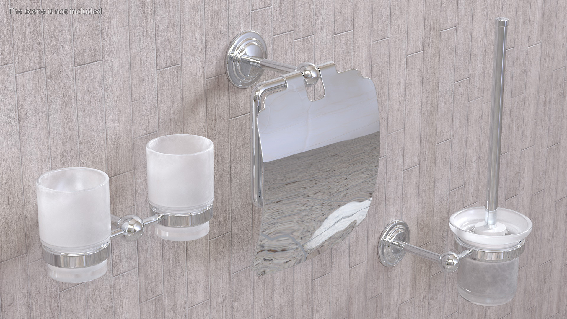 Small Wall Bathroom Accessories Set Chrome 3D