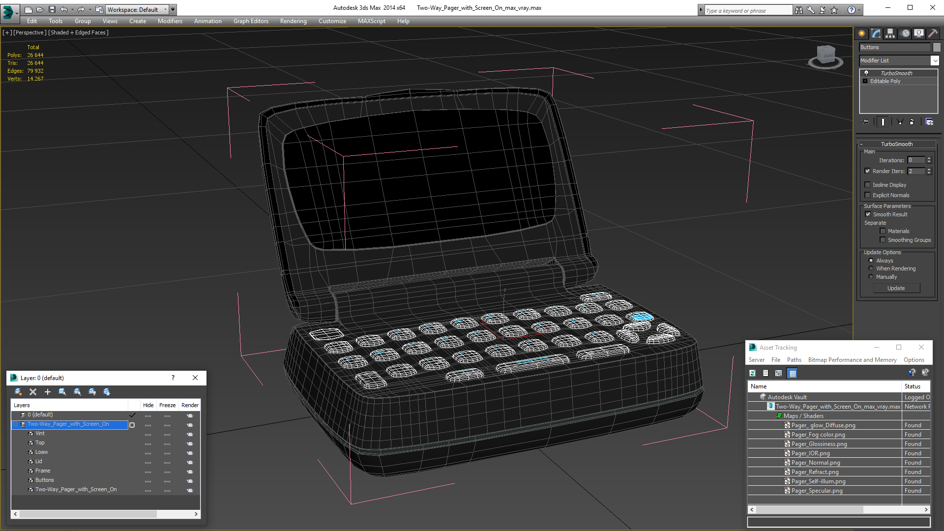 3D Two-Way Pager with Screen On model