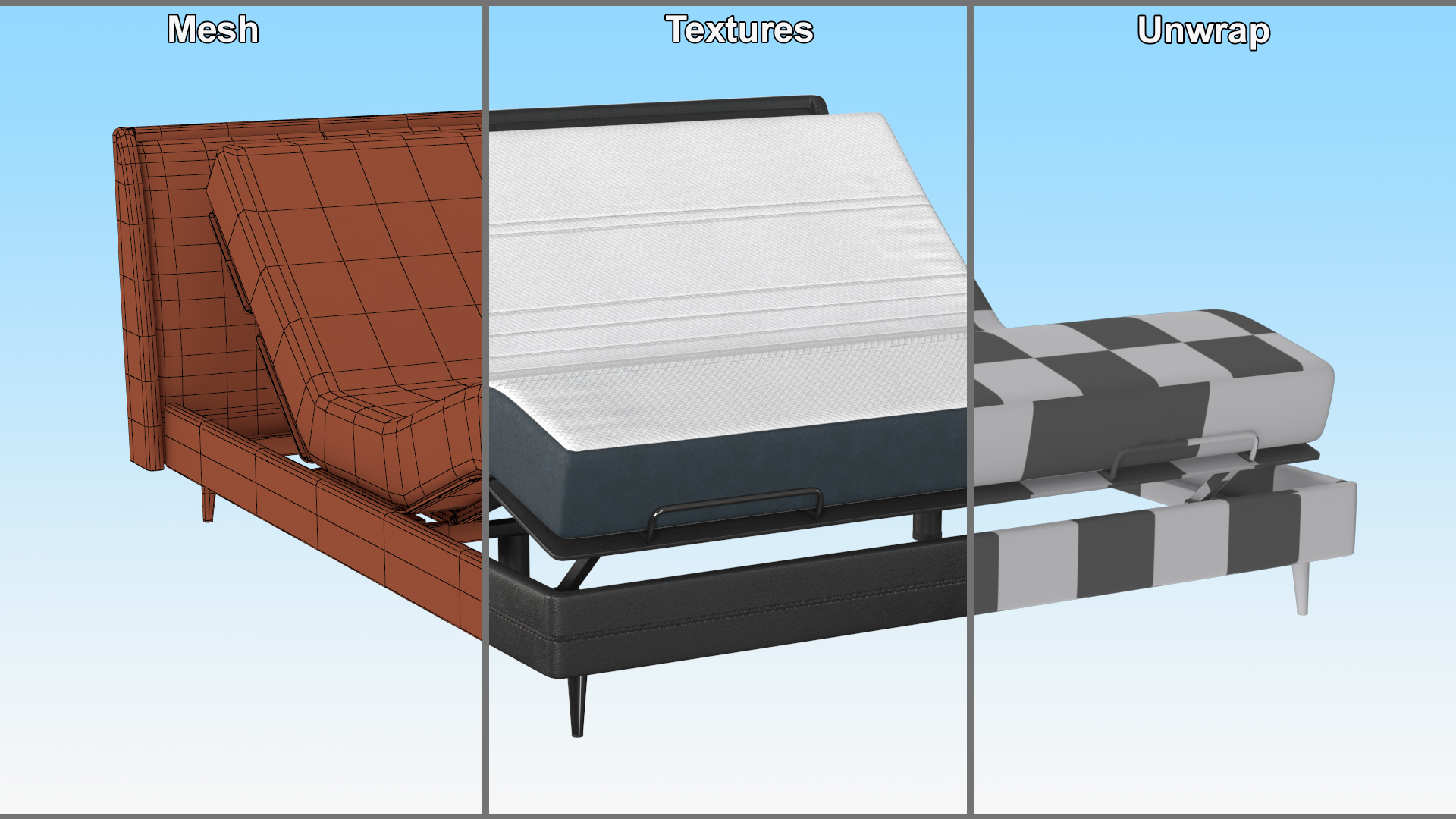 3D Smart Bed Black Curved Mattress
