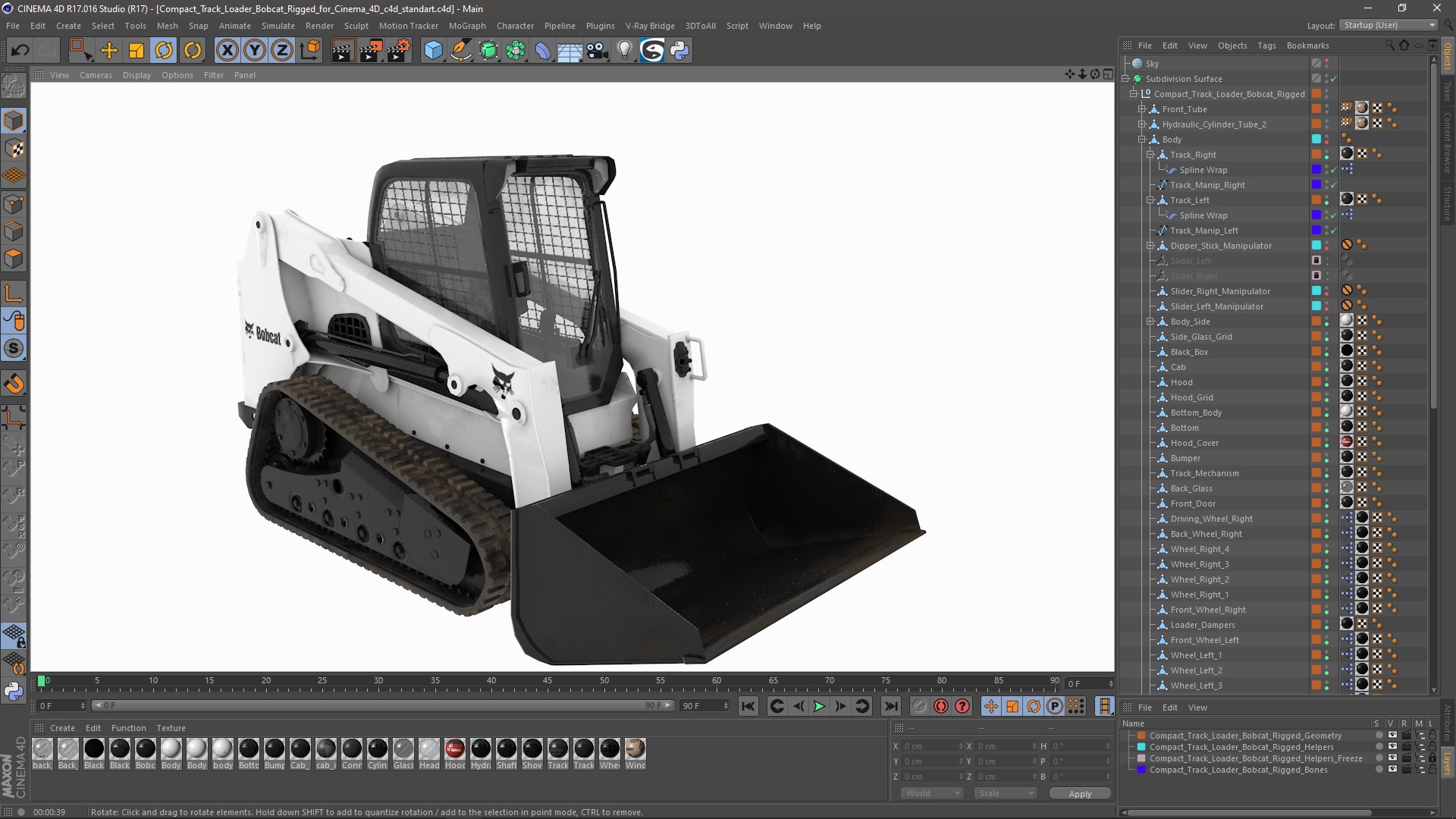 3D Compact Track Loader Bobcat Rigged for Cinema 4D model