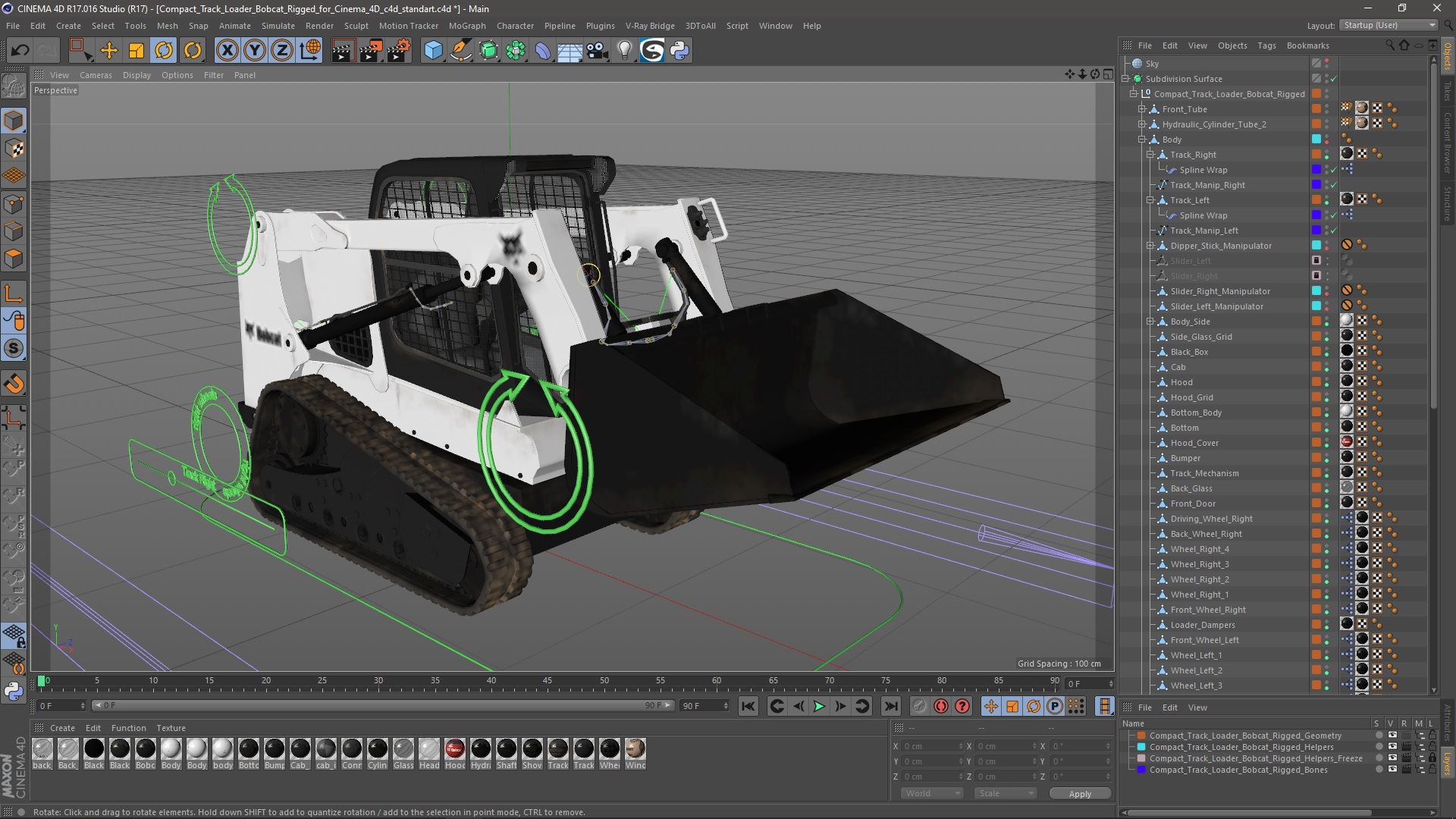 3D Compact Track Loader Bobcat Rigged for Cinema 4D model