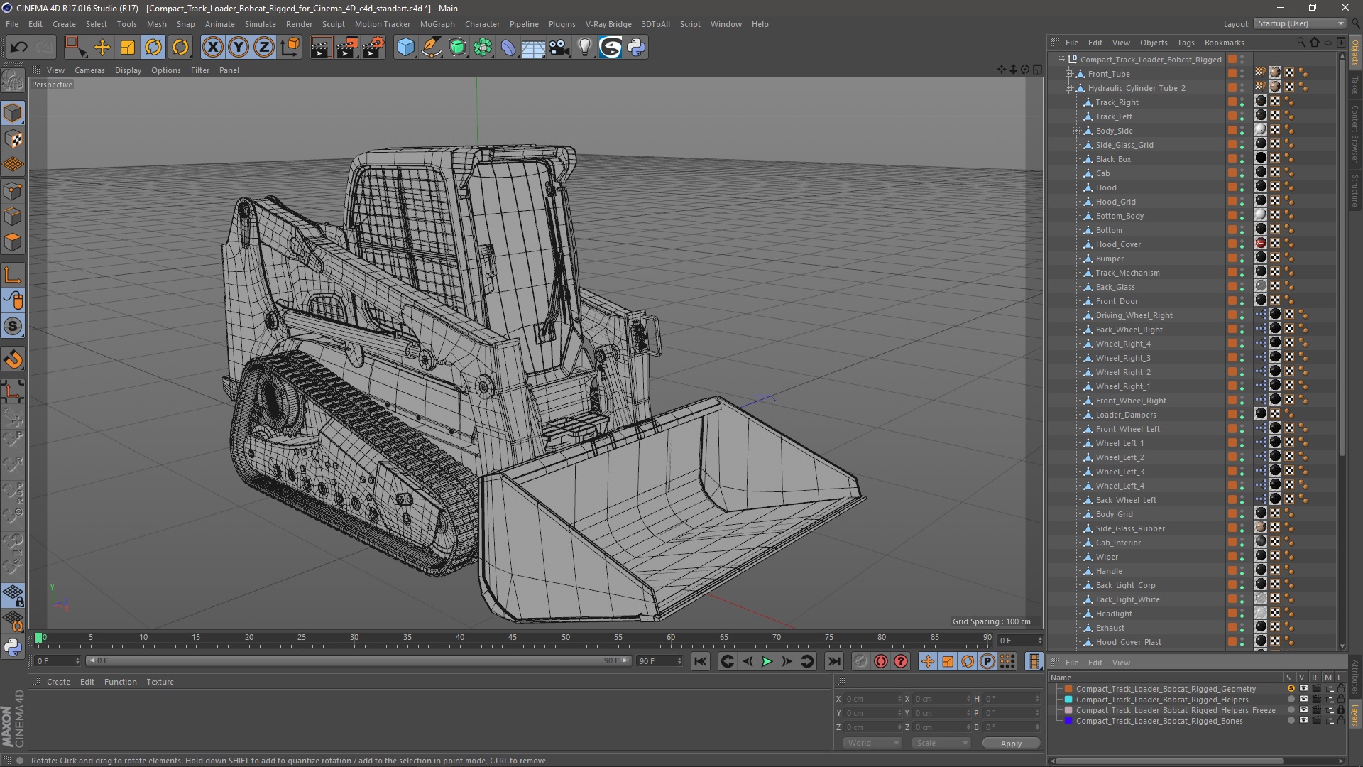 3D Compact Track Loader Bobcat Rigged for Cinema 4D model