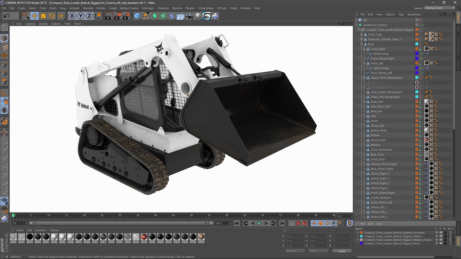 3D Compact Track Loader Bobcat Rigged for Cinema 4D model