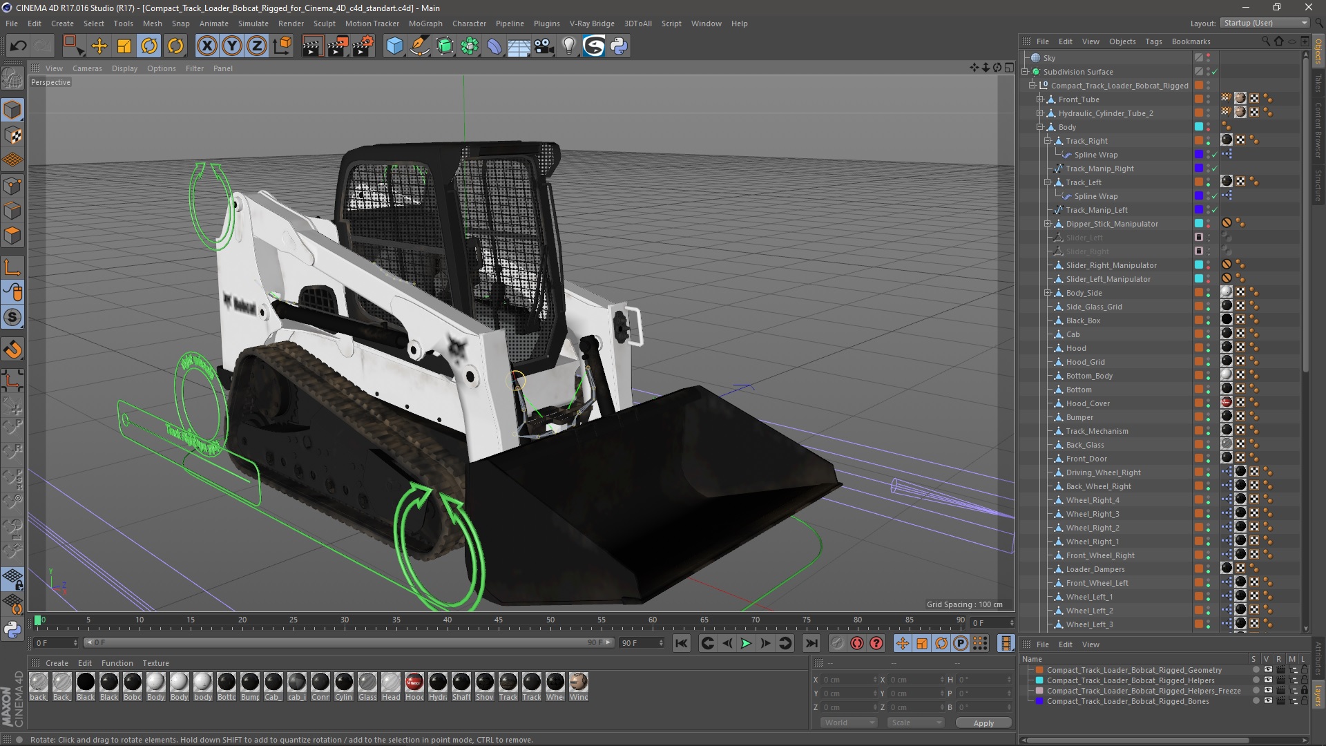 3D Compact Track Loader Bobcat Rigged for Cinema 4D model