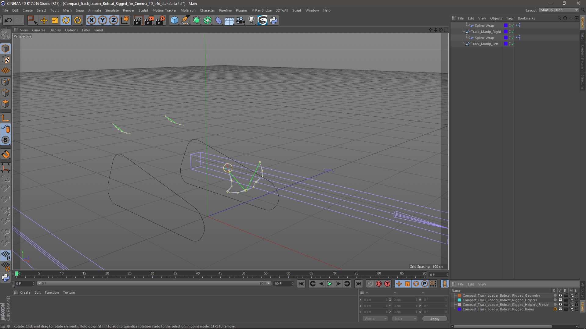 3D Compact Track Loader Bobcat Rigged for Cinema 4D model